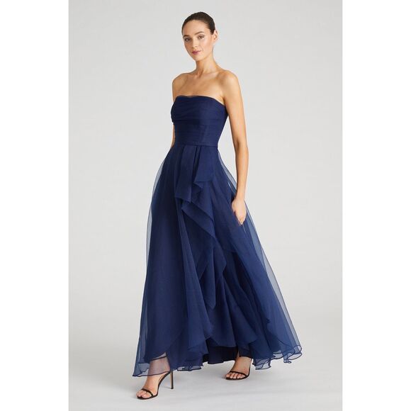 Theia Teresa Strapless Draped Gown Size 10 $795 - Picture 2 of 10